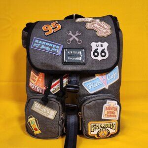 Loungefly Disney Pixar Cars Radiator Springs Patches Mini Backpack Sak Grey NEW